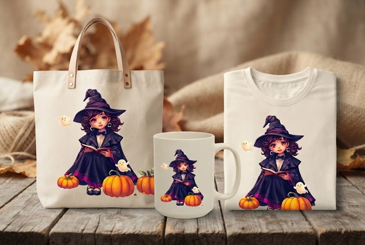 Halloween Witch Reading PNG | Cute Witch Book Clipart