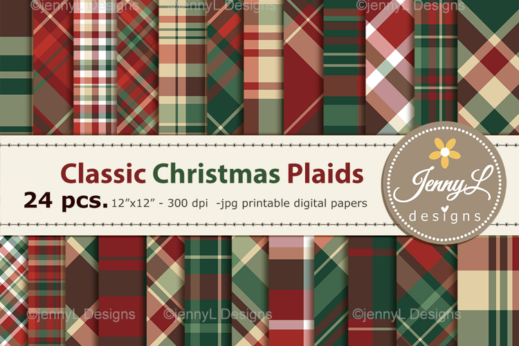 Classic Christmas Plaid Digital Papers