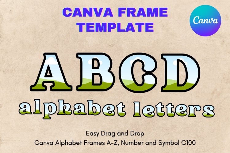 Canva Letters Frame Alphabet Template Font Add Photo_C100 example image 1
