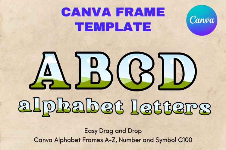 Canva Letters Frame Alphabet Template Font Add Photo_C100