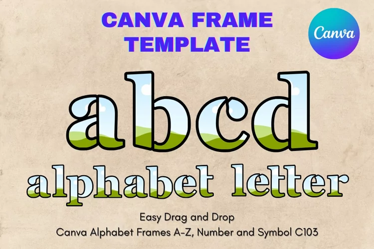 Canva Letters Frame Alphabet Template Font Add Photo_C103