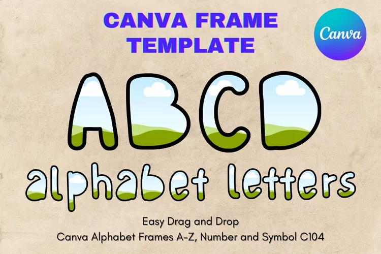 Canva Letters Frame Alphabet Template Font Add Photo_C104