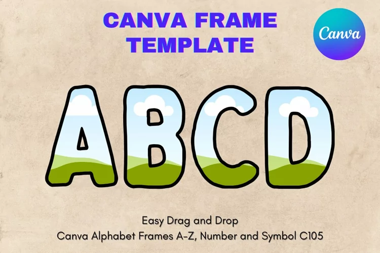 Canva Letters Frame Alphabet Template Font Add Photo_C105
