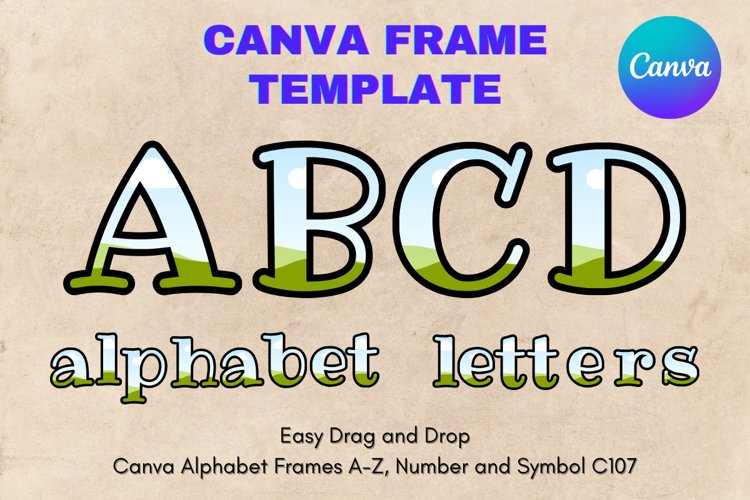 Canva Letters Frame Alphabet Template Font Add Photo_C107 example image 1