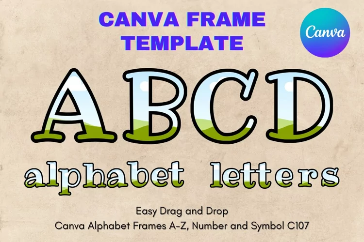 Canva Letters Frame Alphabet Template Font Add Photo_C107