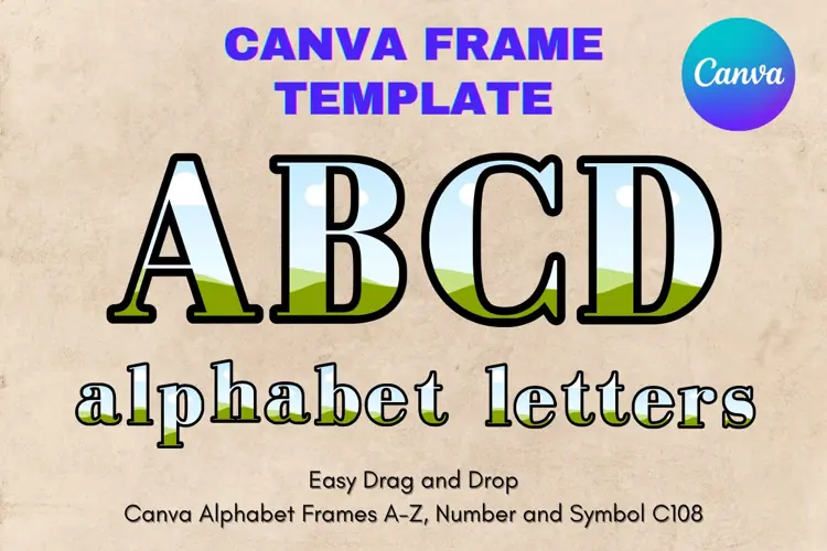 Canva Letters Frame Alphabet Template Font Add Photo_C108