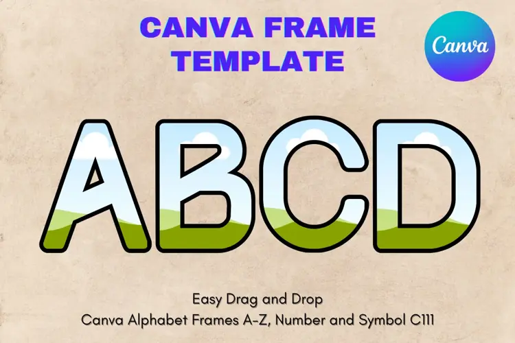 Canva Letters Frame Alphabet Template Font Add Photo_C111