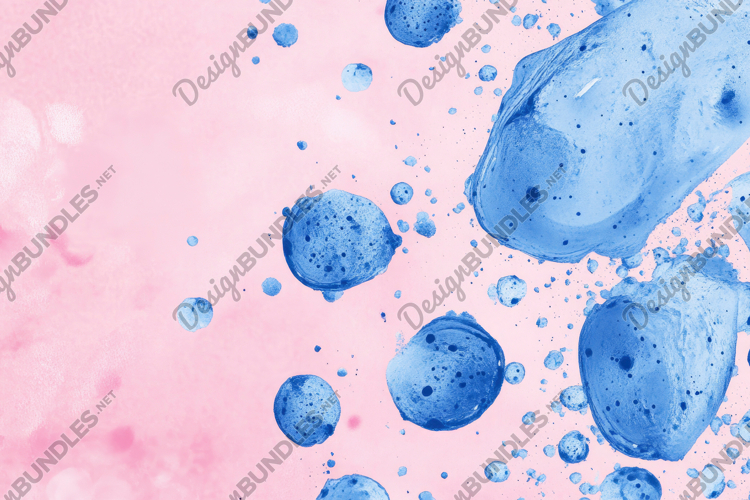 Blue Watercolor Drops with Pink Background Wallpaper