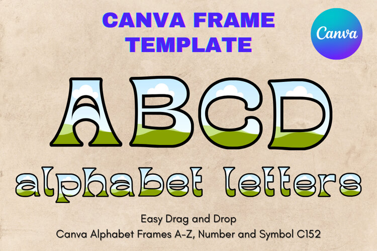 Canva Letters Frame Alphabet Template Font Add Photo_C152 example image 1