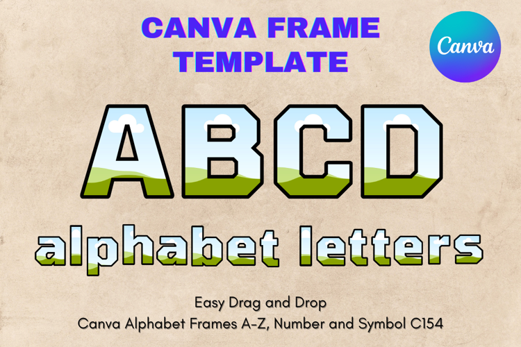 Canva Letters Frame Alphabet Template Font Add Photo_C154