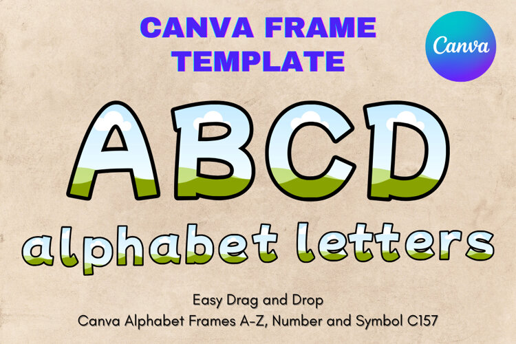 Canva Letters Frame Alphabet Template Font Add Photo_C157 example image 1