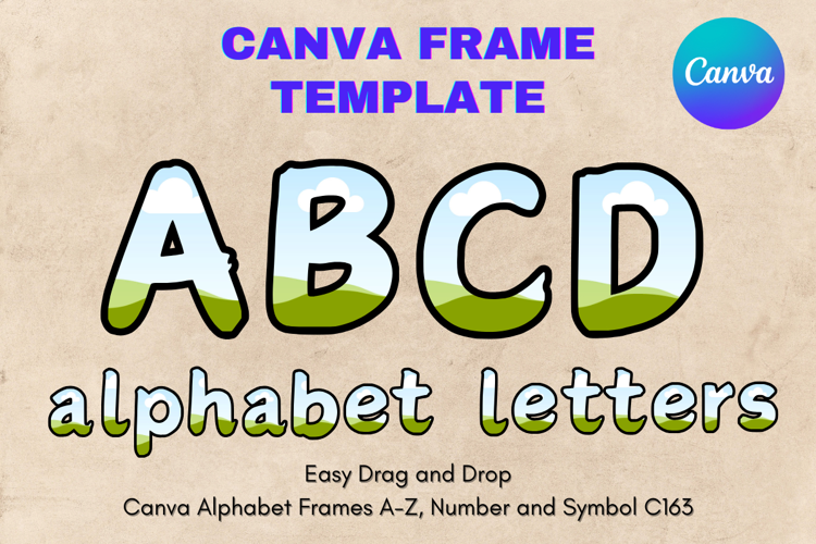Canva Letters Frame Alphabet Template Font Add Photo_C163