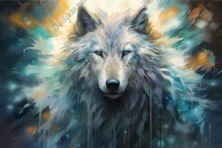 Majestic wolf portrait in ethereal light example image 1
