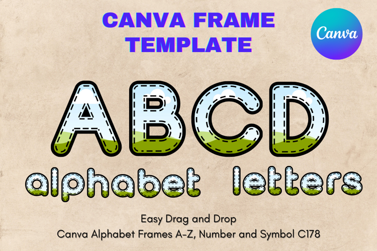 Canva Letters Frame Alphabet Template Font Add Photo_C178
