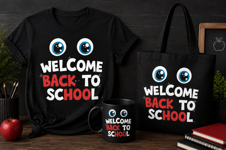 Welcome Back to School PNG, Red White Blue Classroom Design example image 1
