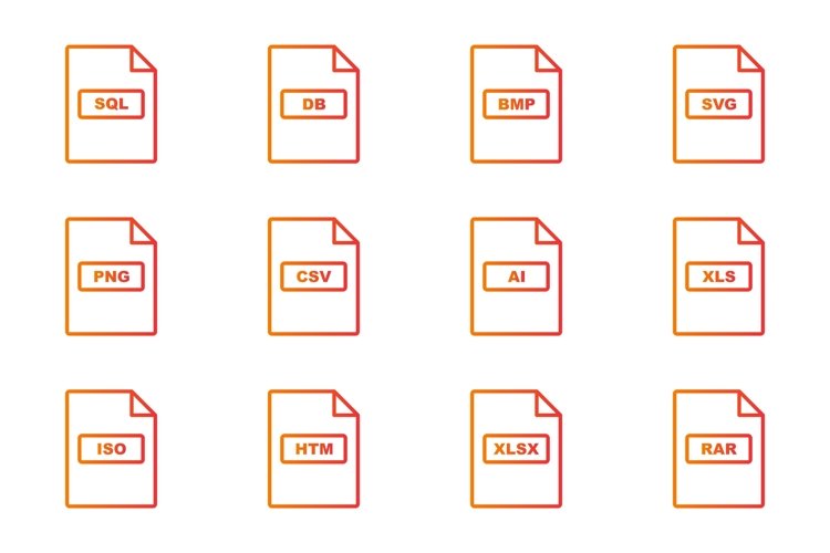 Set Of File Formats Icons