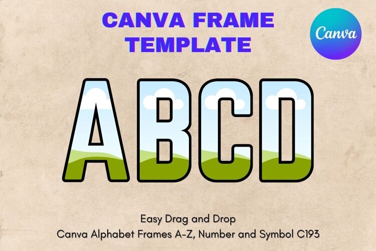 Canva Letters Frame Alphabet Template Font Add Photo_C193 example image 1