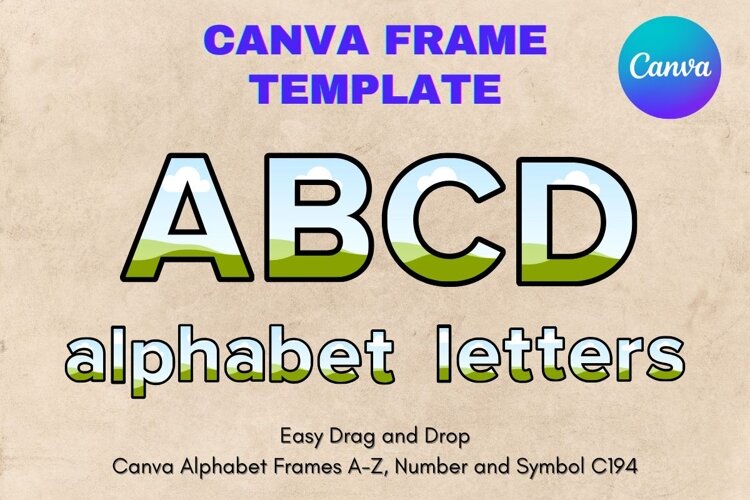 Canva Letters Frame Alphabet Template Font Add Photo_C194 example image 1