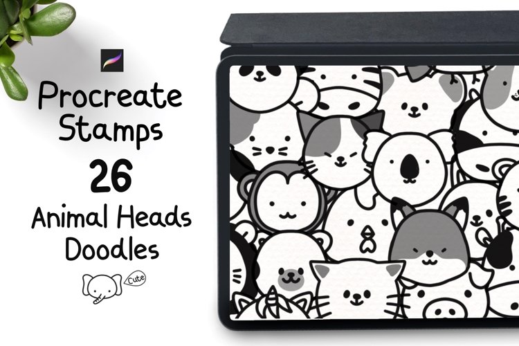 Precreate Stamps 26 Cute Animal Faces example image 1