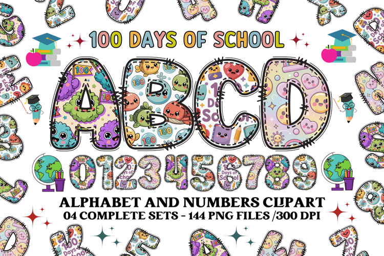 Back to School Alphabet png, letters doodle, school clipart