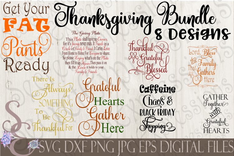 Thanksgiving SVG Bundle 8 Designs example image 1