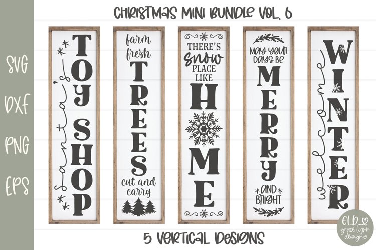 Christmas Sign Bundle VOL. 6 - 5 Vertical Christmas Designs example image 1