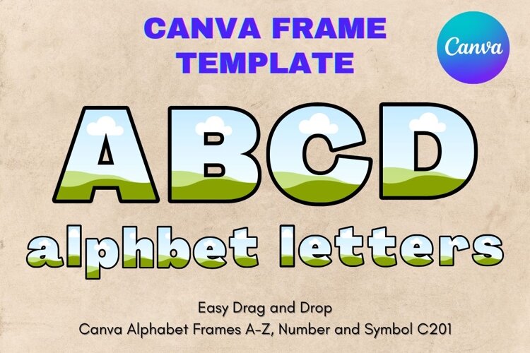 Canva Letters Frame Alphabet Template Font Add Photo_C201 example image 1