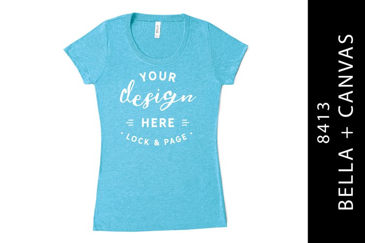 Women's T-Shirt Mockup Aqua Bella Canvas 8413 Triblend Tee