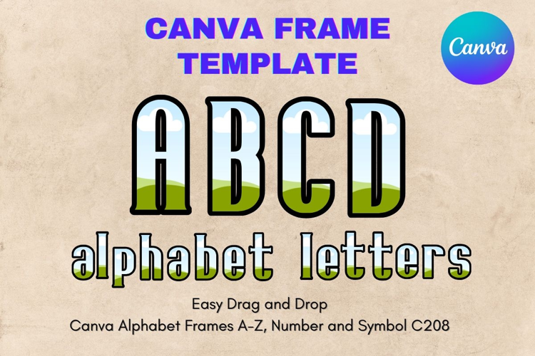 Canva Letters Frame Alphabet Template Font Add Photo_C208