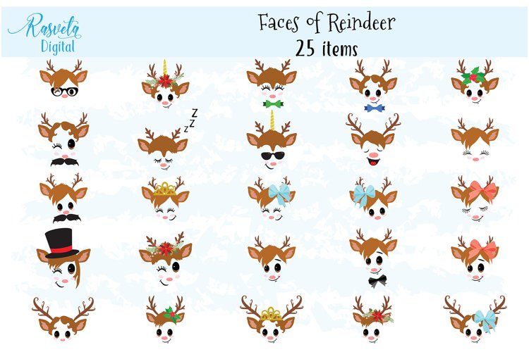 Christmas Decor Reindeer Faces set 2 example image 1