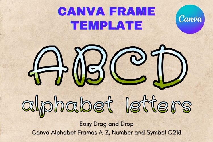 Canva Letters Frame Alphabet Template Font Add Photo_C218 example image 1