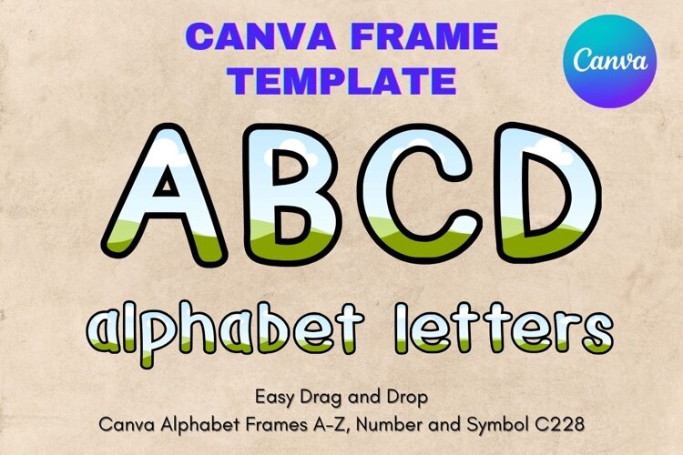 Canva Letters Frame Alphabet Template Font Add Photo_C228 example image 1