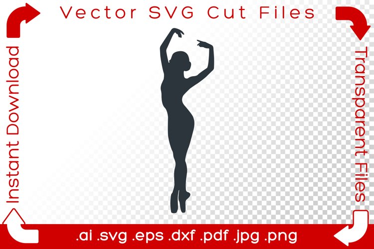Woman SVG Silhouette Acrobat Ballet Dancer Gymnast Cut File example image 1