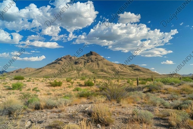 Majestic desert mountain under blue sky example image 1