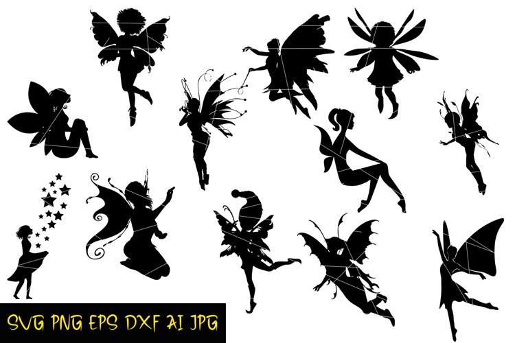 Fairy Silhouette,Digital Silhouette,EPS,SVG,PNG,JPG,AI,DFX example image 1