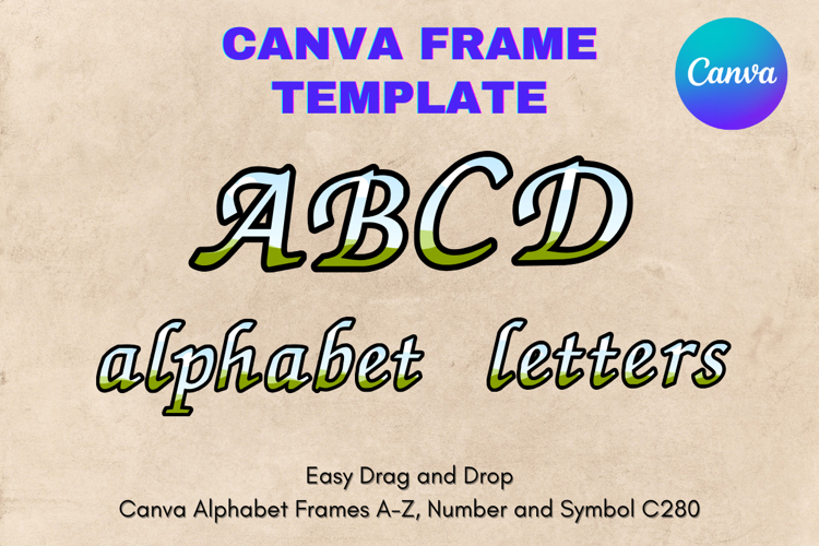 Canva Letters Frame Alphabet Template Font Add Photo_C80
