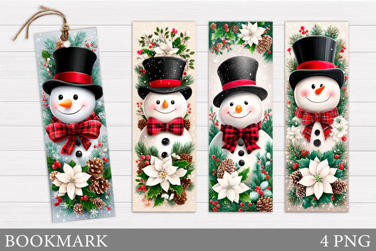 Snowman Bookmark Sublimation. Christmas Bookmark Design