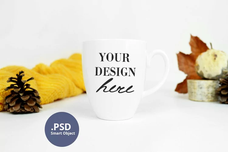 Autumn Fall Bistro mug mockup, Minimalist bistro mug mockup