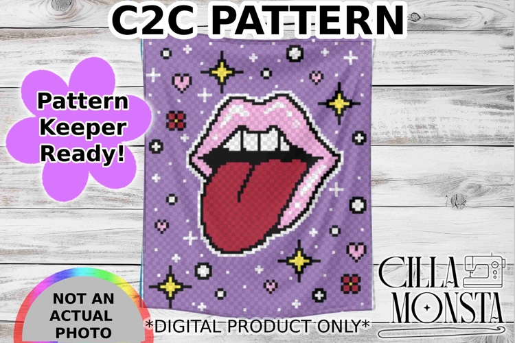 Lips C2C Pattern MINI C2C Pattern Keeper Ready example image 1