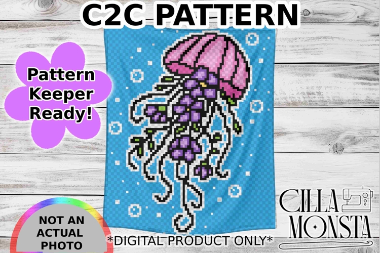 Jellyfish Flowers C2C Pattern MINI C2C Pattern Keeper Ready