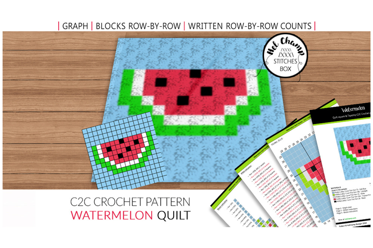 C2C Crochet Quilt pattern - Watermelon