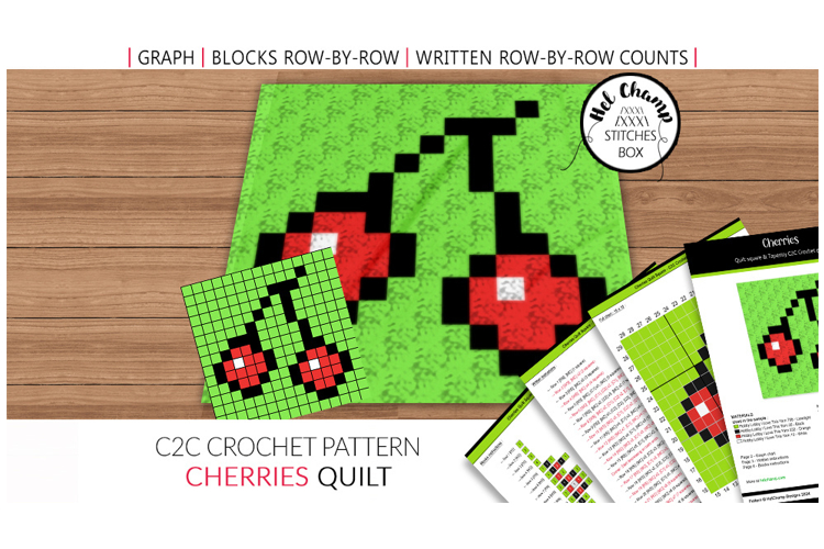 C2C Crochet Quilt pattern - Cherries