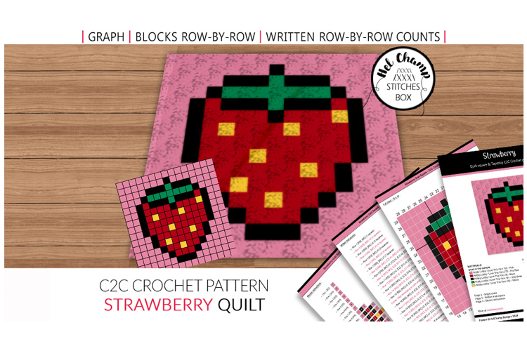 C2C Crochet Quilt pattern - Strawberry