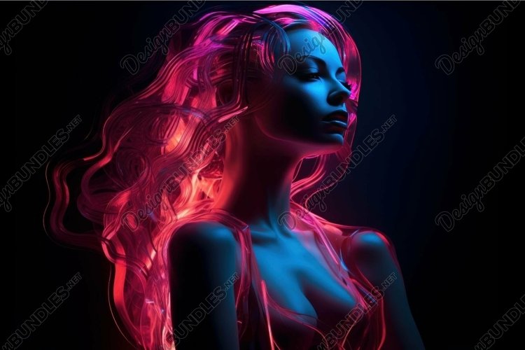 Neon glow portrait of a woman example image 1