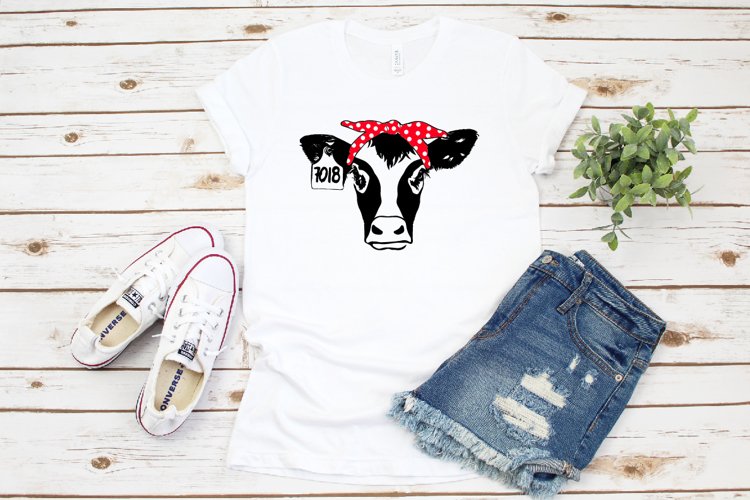 Cow bandana, dots svg, red bandana, cow , heifer example image 1
