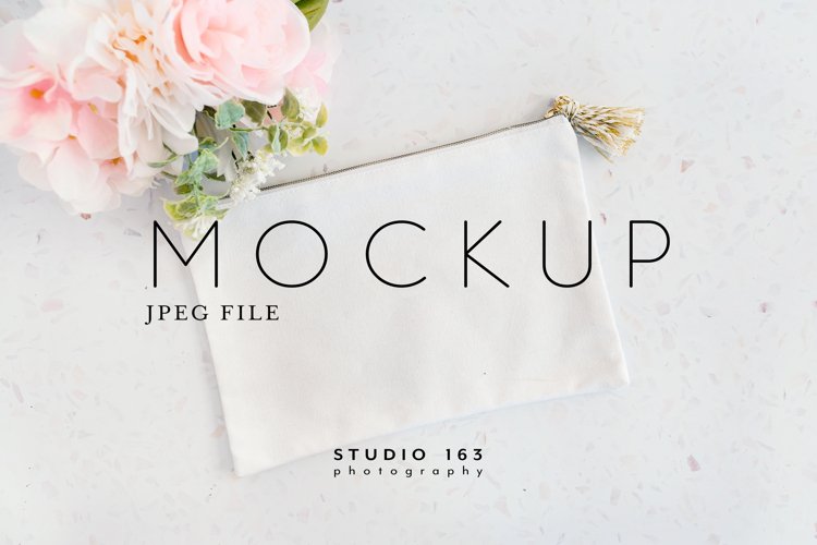 Makeup Bag Mockup, Blank White Bag, JPEG example image 1