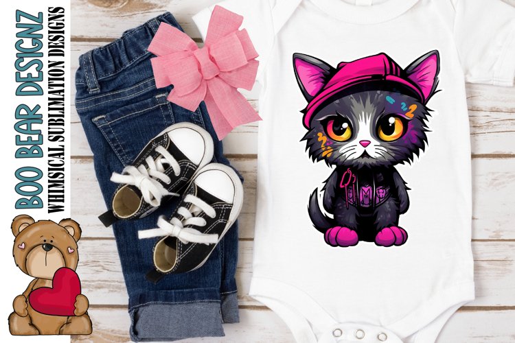 Graffiti Style Cat Sublimation design