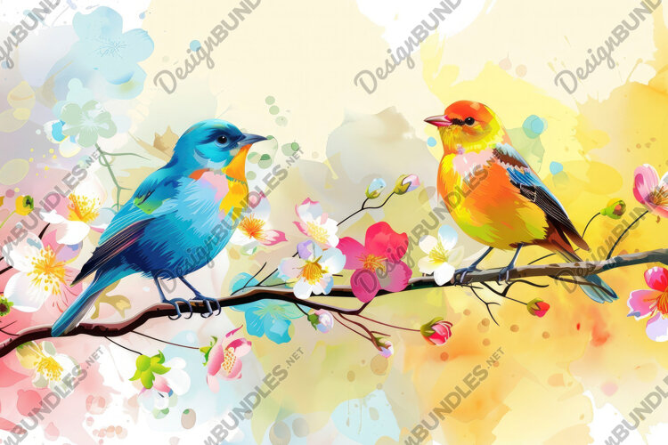 Beautiful Watercolor Birds Background Wallpaper example image 1