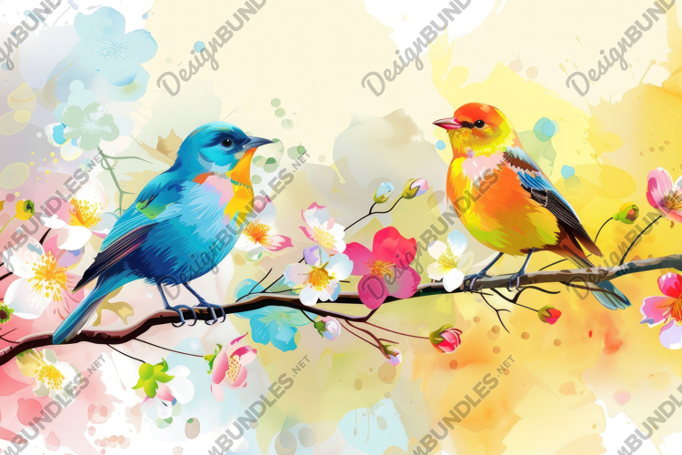 Beautiful Watercolor Birds Background Wallpaper