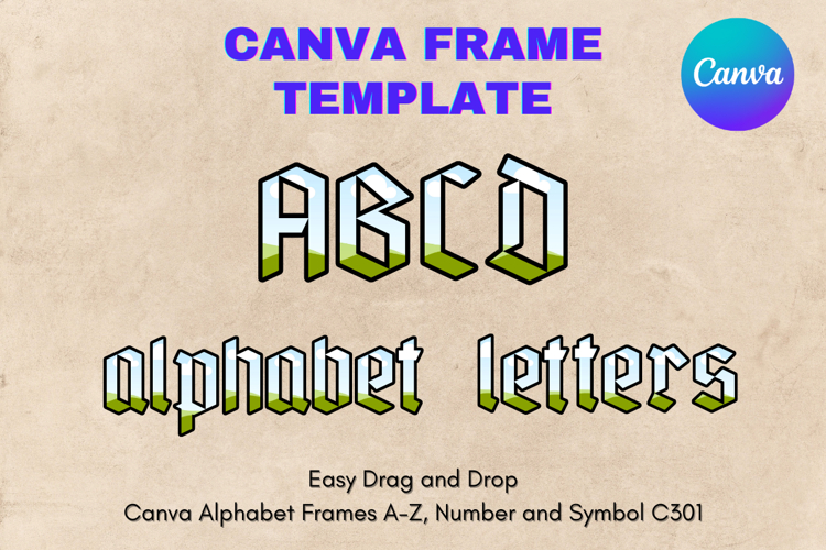 Canva Letters Frame Alphabet Template Font Add Photo_C319